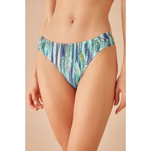 Yanı Pileli Desenli Bikini Alt