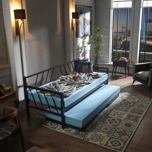Glory Yavrulu Karyola Daybed Tek-Çift Kişilik Karyola+Yatak Seti 80x200-90x200 Siyah