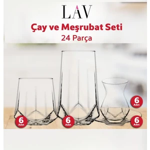 Çay ve Su Meşrubat Bardağı Seti Takımı - 24 Parça