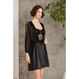 Pierre Cardin  Saten Gecelik Sabahlık Pijama Takım Şort Takım 6'lı Gelin Çeyiz Seti - 6005