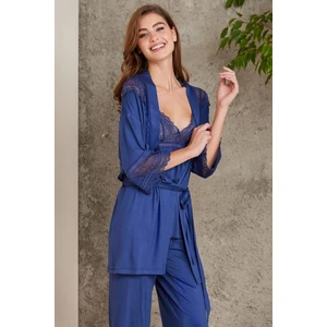 Pierre Cardin  Dantelli Penye 3'lü Kadın Pijama Takımı  2820