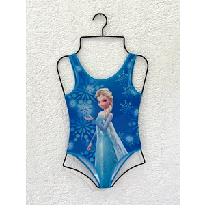 Rs Ramuni Kız Çocuk Mayo Frozen Mavi Dijital Baskılı Deniz Havuz Mayosu Çocuk Mayo