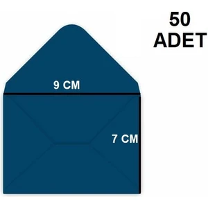 50 Adet Mavi Renkli Küçük Zarf 7x9