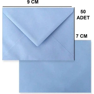 Pera İstanbul 50 Adet Açık Mavi Renkli Küçük Zarf 7x9