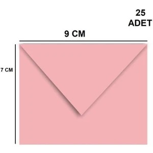Pera İstanbul 25 Adet Pembe Renkli Küçük Zarf 7x9