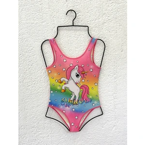Rs Ramuni Kız Çocuk Mayo Unicorn Dijital Baskılı Deniz Havuz Mayosu Çocuk Mayo