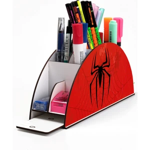 Ahşap Vip Spider Man Gökkuşağı Cetvelli Masaüstü Kalemlik Çocuklar Için Organizer NOTPAVIP24