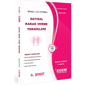 Egem Eğitim Yayınları Sayısal Karar verme Teknikleri Konu Anlatımlı Soru Bankası- Bahar Dönemi(8. Yarıyıl)