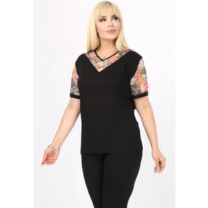 Kısa Kol  Büyük Beden Bluz 20E-17831