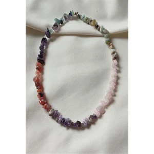 Bade Accessories Başak Burcu Doğaltaş Kolye (Florit, Pembe Kuvars, Akik, Ametist, Amazonit )