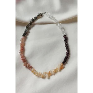 Bade Accessories Aslan Burcu Doğaltaş Kolye ( Lal, Labradorit, Güneş Taşı, Sitrin, Kristal Kuvars )