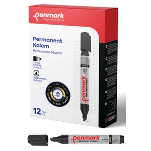 Permanent Marker Kesik Uç Kalem 1-5 mm Siyah 12'li