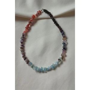 Bade Accessories Sertifikalı Kova Burcu Doğaltaş Kolye (Lal, Ametist, Akuamarin, Florit, Akik)