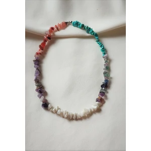 Bade Accessories Balık Burcu Doğaltaş Kolye (Akik, Turkuaz, Florit, Ametist, Ay Taşı