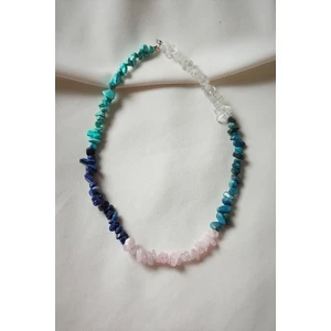 Bade Accessories Terazi Burcu Doğaltaş Kolye (Kristal Kuvars, Pembe Kuvars, Turkuaz, Apatit, Lapis Lazuli