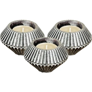 Mumluk Şamdan 3 Adet Tealight Uyumlu Elmas Çizgili Model