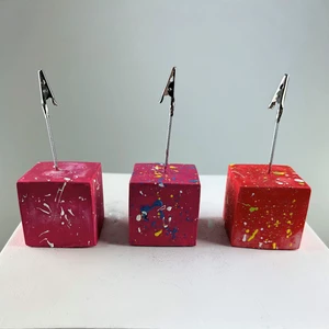 Oasis Decoration Fuşya Kırmızı Colorful Splash Küp Not Tutucu 3'lü Set