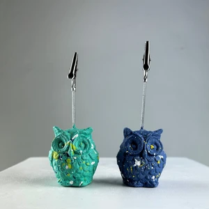 Oasis Decoration Gri Mavi Buz Yeşili Baykuş 2'li Not Tutucu Set