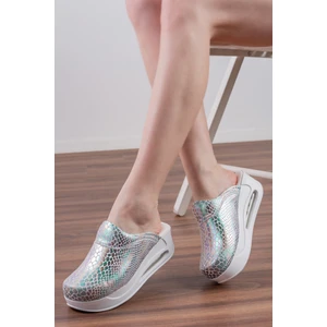 Blum Sabo Terlik Gri Yılan Desen Kadın Airmax Taban Tam Ortopedik Anatomik Hastene, Doktor, Hemşire, Aşçı Sabo Terlik