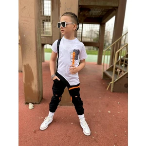 Neon Turuncu Şerit Detaylı Erkek Çocuk Takım