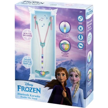 Disney Frozen Karlar Ülkesi Ayaklı Çift Mikrofon Seti Karaokeli Işıklı Lisanslı 2 Mikrofonlu