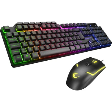 Rampage KM-9858 Jazzy Siyah Rainbow Backlight Makro Tuşlu Gaming Klavye + 3600 Dpi Mouse