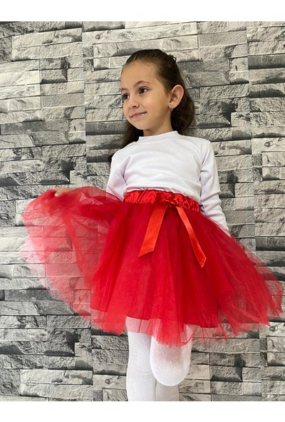 Gena Moda Kız Çocuk Fiyonklu Kabarık Tütü Etek,doğum Günü,party,kutlama,bayram,23 Nisan 29 Ekim Gösterisi