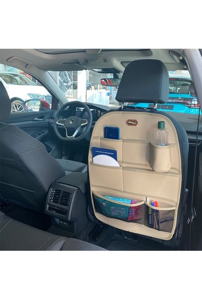 Ack Toyota Corolla Yeni Uyumlu Lüks Deri Oto Koltuk Arkası Düzenleyici Organizer 1 Adet Bej