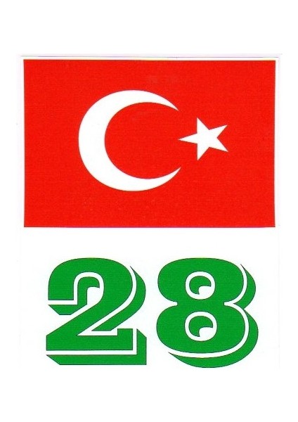 28 Giresun Türk Bayrağı ve Plaka Kodu Ön Cam Sticker Yapıştırma