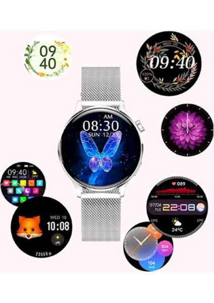 Gt3 Mini 38 mm Kadın Akıllı Saati-Beyaz Yuvarlak Kadın Saati Nfc Özellikli