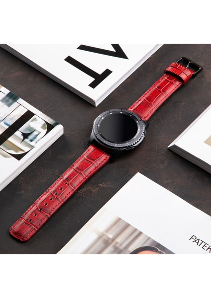 Samsung Galaxy Watch 4 / 5 / 6 44MM / 40MM / Galaxy Watch 5 Pro 45MM / Galaxy Watch 4 44MM / 40MM / Galaxy Watch 4 Classic 46MM / 42MM 47MM Active 2 40MM / 44MM Uyumlu Deri Kordon Kırmızı fiyatları