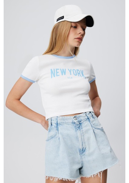 Baskılı Crop T-Shırt