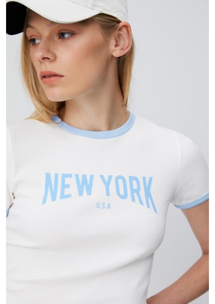 Baskılı Crop T-Shırt