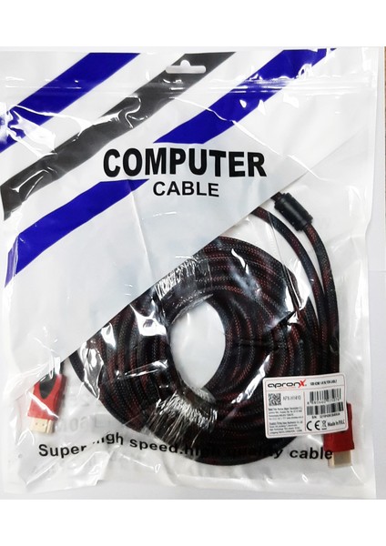 10 Metre Örgülü HDMI Kablo - 10 Metre HDMI to HDMI Kablo Örgülü Form 1.4V