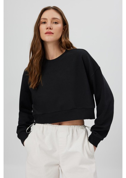 Nakışlı Crop Sweatshirt