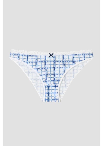 Mavi Çiçekli Kareli 3lü Soft Pointel Slip Külot fiyatları