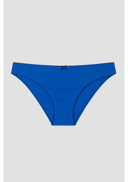 Mavi Çiçekli Kareli 3lü Soft Pointel Slip Külot modelleri