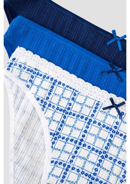 Mavi Çiçekli Kareli 3lü Soft Pointel Slip Külot indirimleri