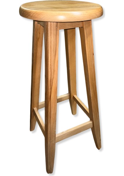 Ahşap Yüksek Yuvarlak Bar Taburesi 50 cm
