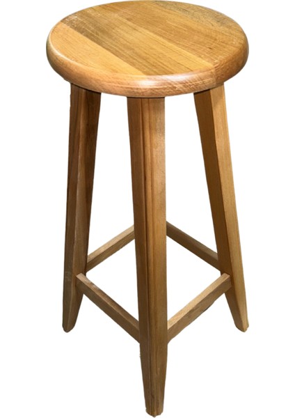 Ahşap Yüksek Yuvarlak Bar Taburesi 50 cm