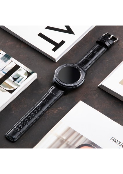 Samsung Galaxy Watch 4 / 5 / 6 44MM / 40MM / Galaxy Watch 5 Pro 45MM / Galaxy Watch 4 44MM / 40MM / Galaxy Watch 4 Classic 46MM / 42MM 47MM Active 2 40MM / 44MM Uyumlu Croco Deri Kordon Siyah fiyatları