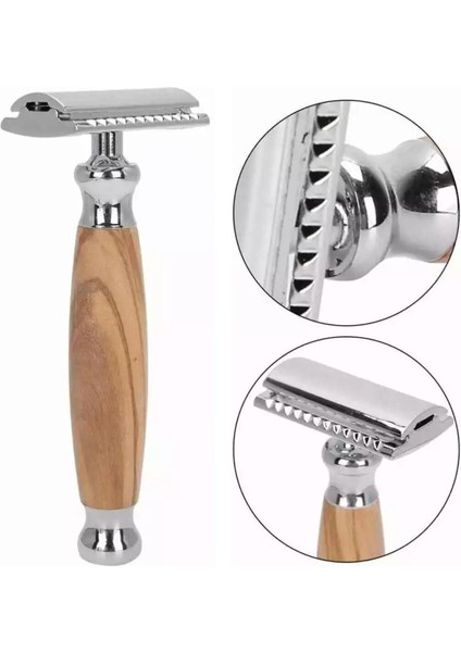 Shave Q5 Manuel Tıraş Makinesi + F10 Fırça + Kase + 5 Adet Platinum Yaprak Jilet