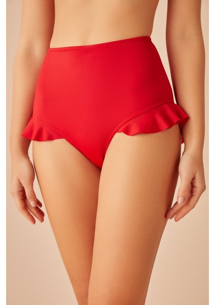 Yüksek Bel Fırfırlı Bikini Alt