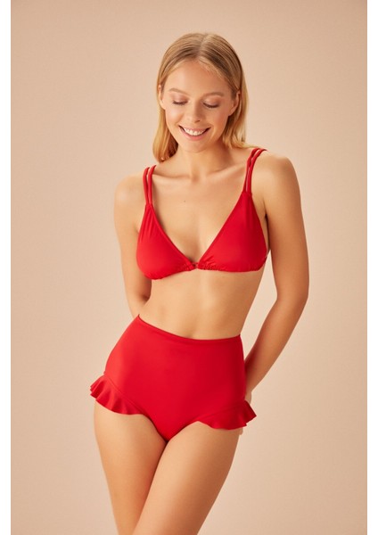 Yüksek Bel Fırfırlı Bikini Alt