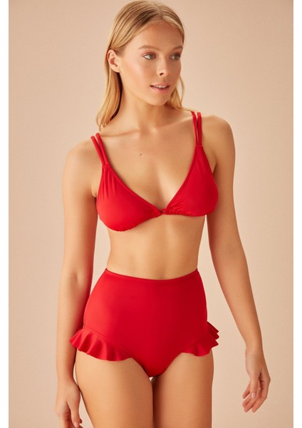 Yüksek Bel Fırfırlı Bikini Alt