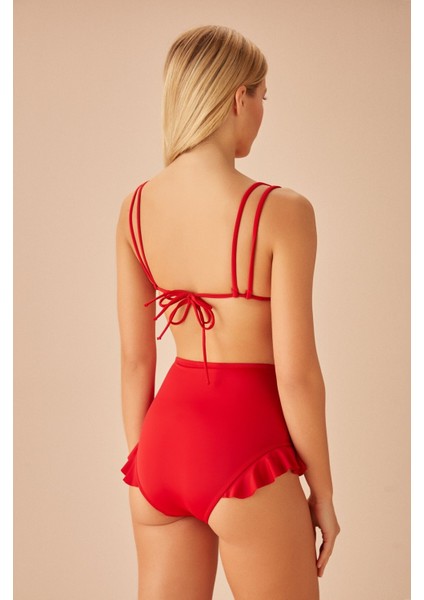 Yüksek Bel Fırfırlı Bikini Alt
