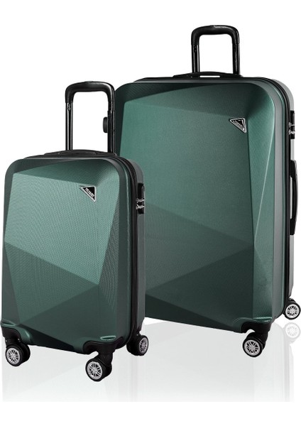 Elmas Model Haki Renk 2'li Valiz Seti (Kabin+Büyük)