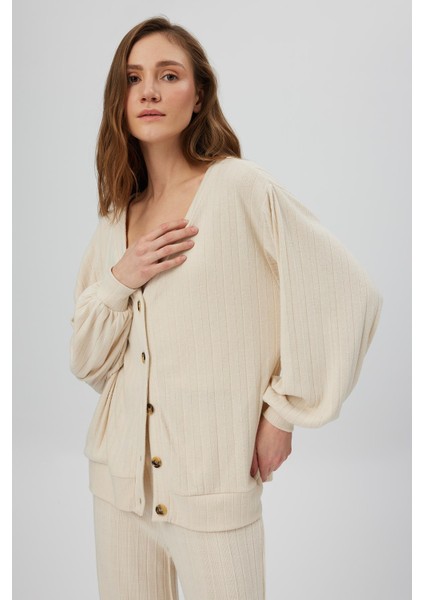 Oversıze Düğmeli Hırka