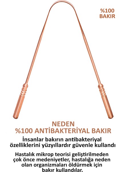 Bakır Dil Sıyırıcı Temizleyici Hilal Bakır Hijyenik Ağız Bakım