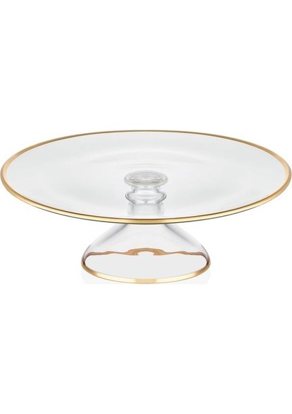 Ayaklı Servis Tabağı Dalia Altın 28 cm